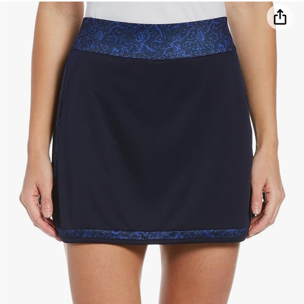 NWT PGA Tour Navy Golf Skort Lace Trim Pull On Skirt Size Large